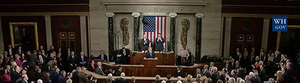 President Trump addressing the First Joint Session of Congress